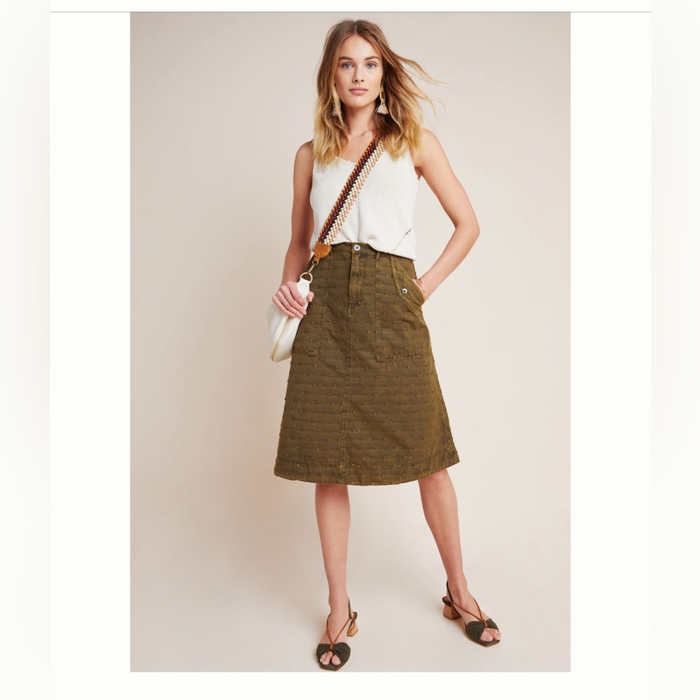 Anthropologie utility green skirt